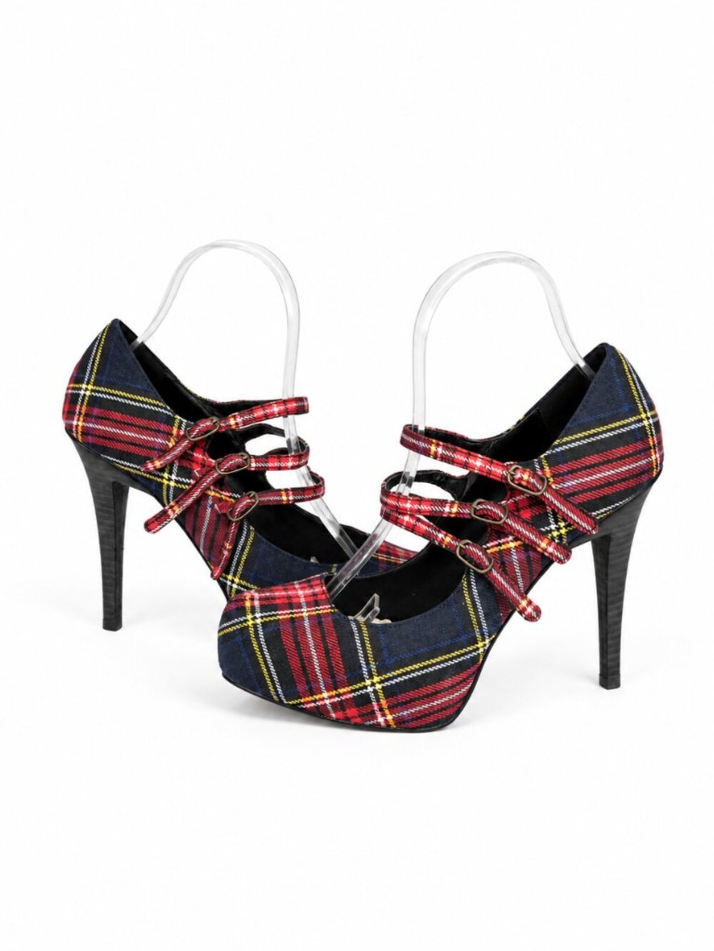 Harajuku Lovers Plaid Platform Heels Size 6.5 Y2K Mary Jane Gwen Stefani